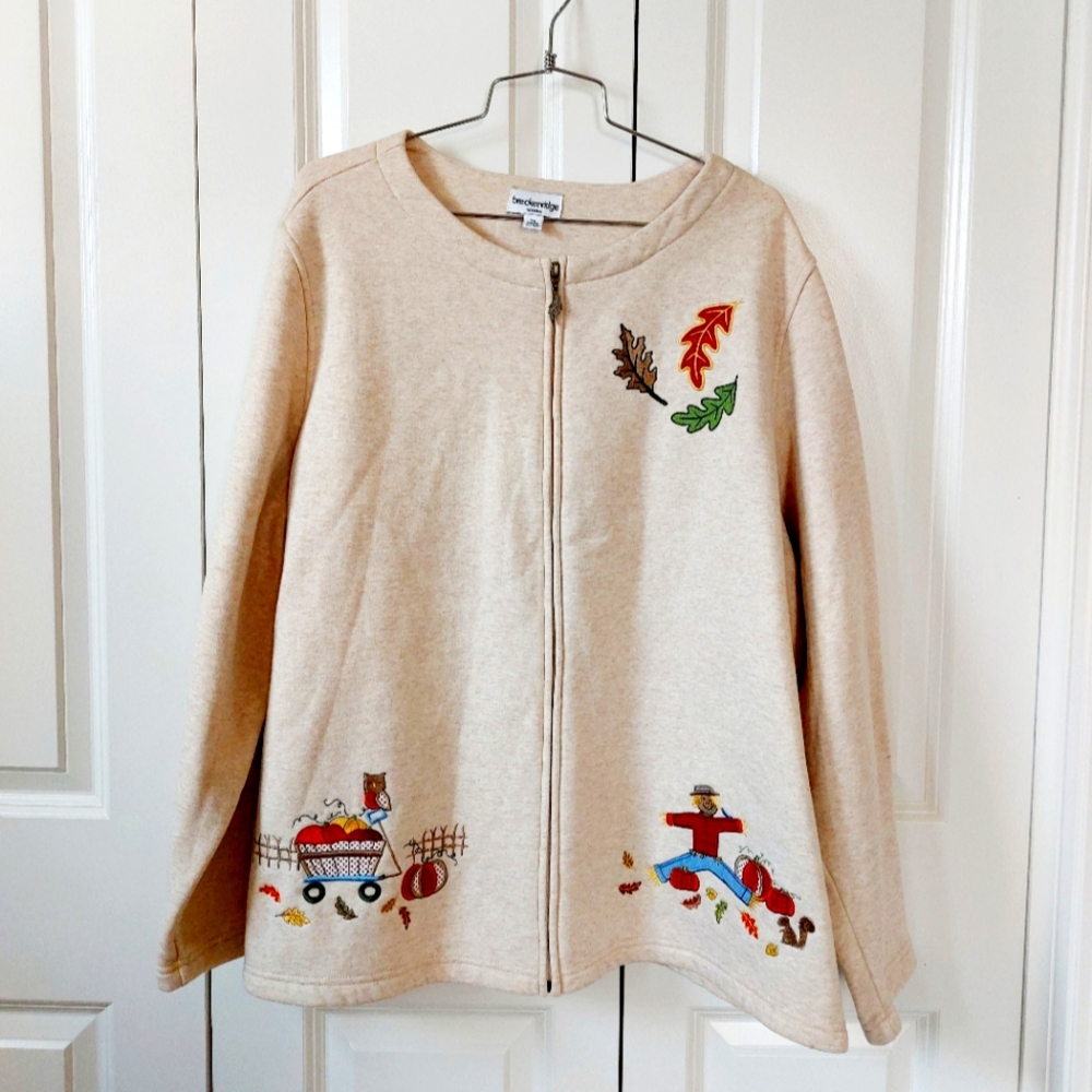 Scarecrow Pumpkin‎ Patch Breckenridge size 2X Beige Zip Fleece Jacket